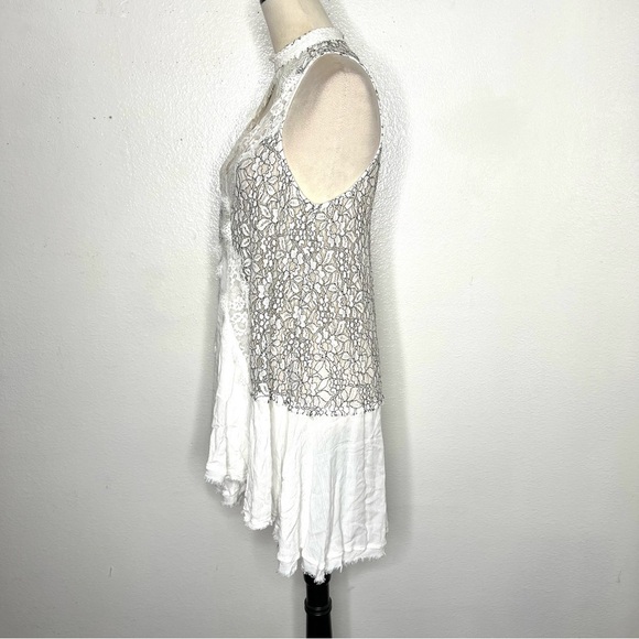 FREE PEOPLE Tell Tale Heart White Lace Tunic Dress Skater Swing Size Medium Boho - Picture 6 of 14